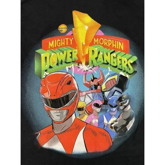 Power Rangers Graphic T-shirt Women XS Black Long Sleeve - Picture 2 of 5